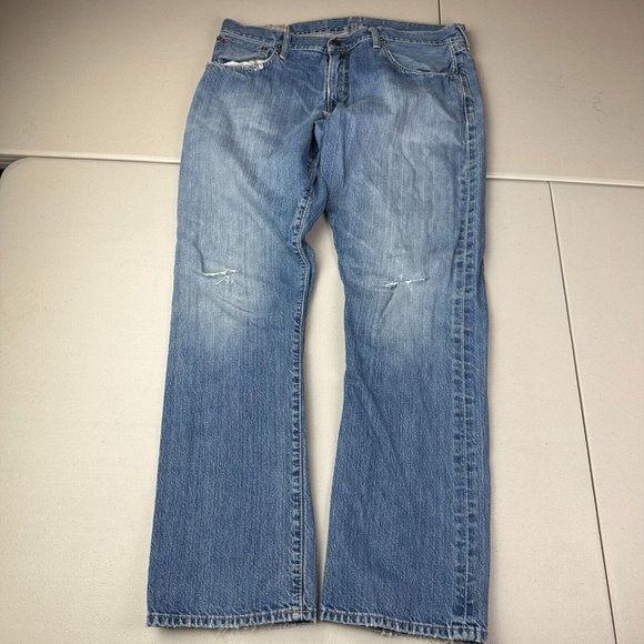 Polo Ralph Lauren Hampton‎ Relaxed Straight Jeans Men 36x32 Blue Wash Used - Picture 1 of 11